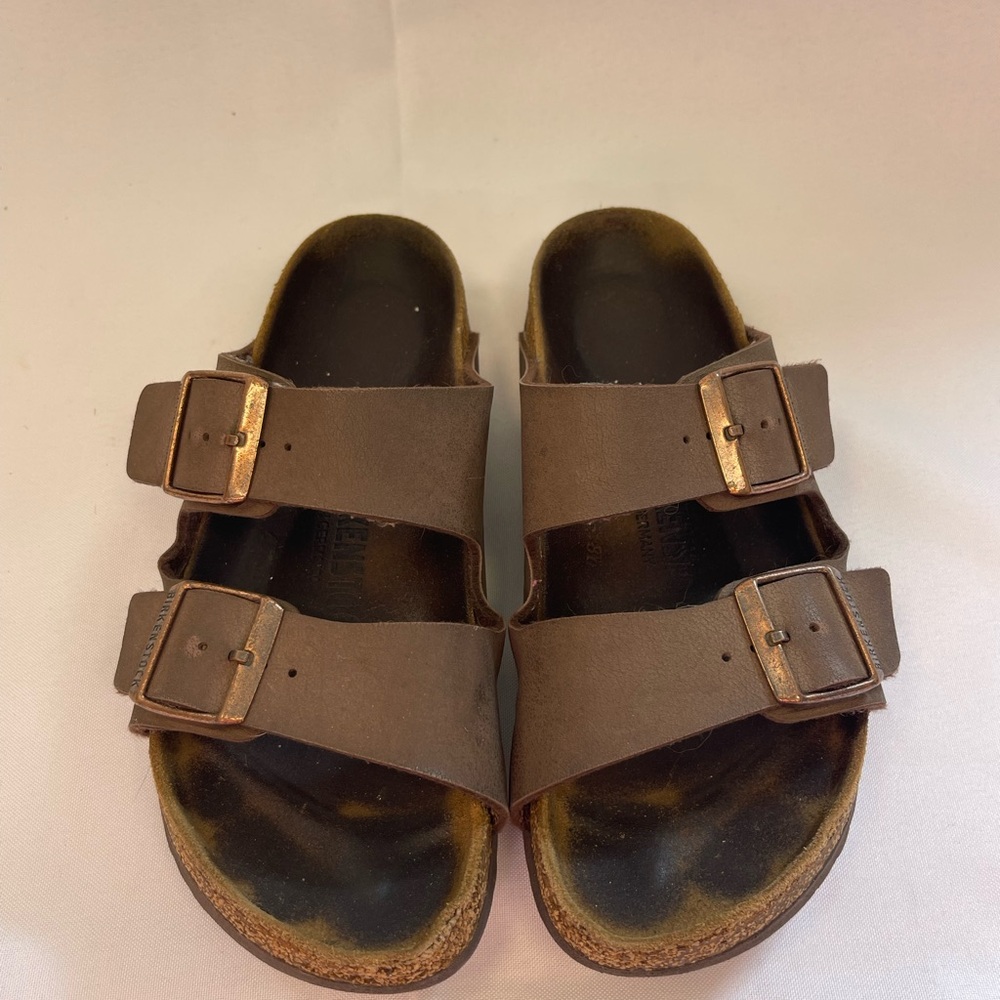 Birkenstock Arizona Brown Leather Slide Sandal 38